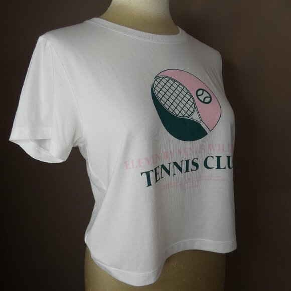 Eleven Venus Williams Women's M NWT Country Club Cropped Tee White Cotton Blend - Picture 4 of 9